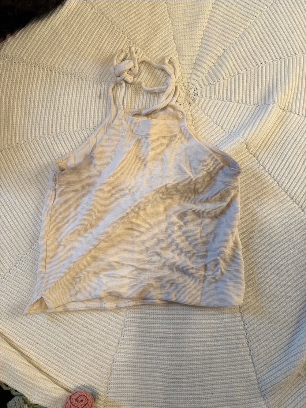 Madewell Cream Ribbed Halter Tank